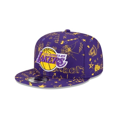 Purple Los Angeles Lakers Hat - New Era NBA Doodle 9FIFTY Snapback Caps USA6178392